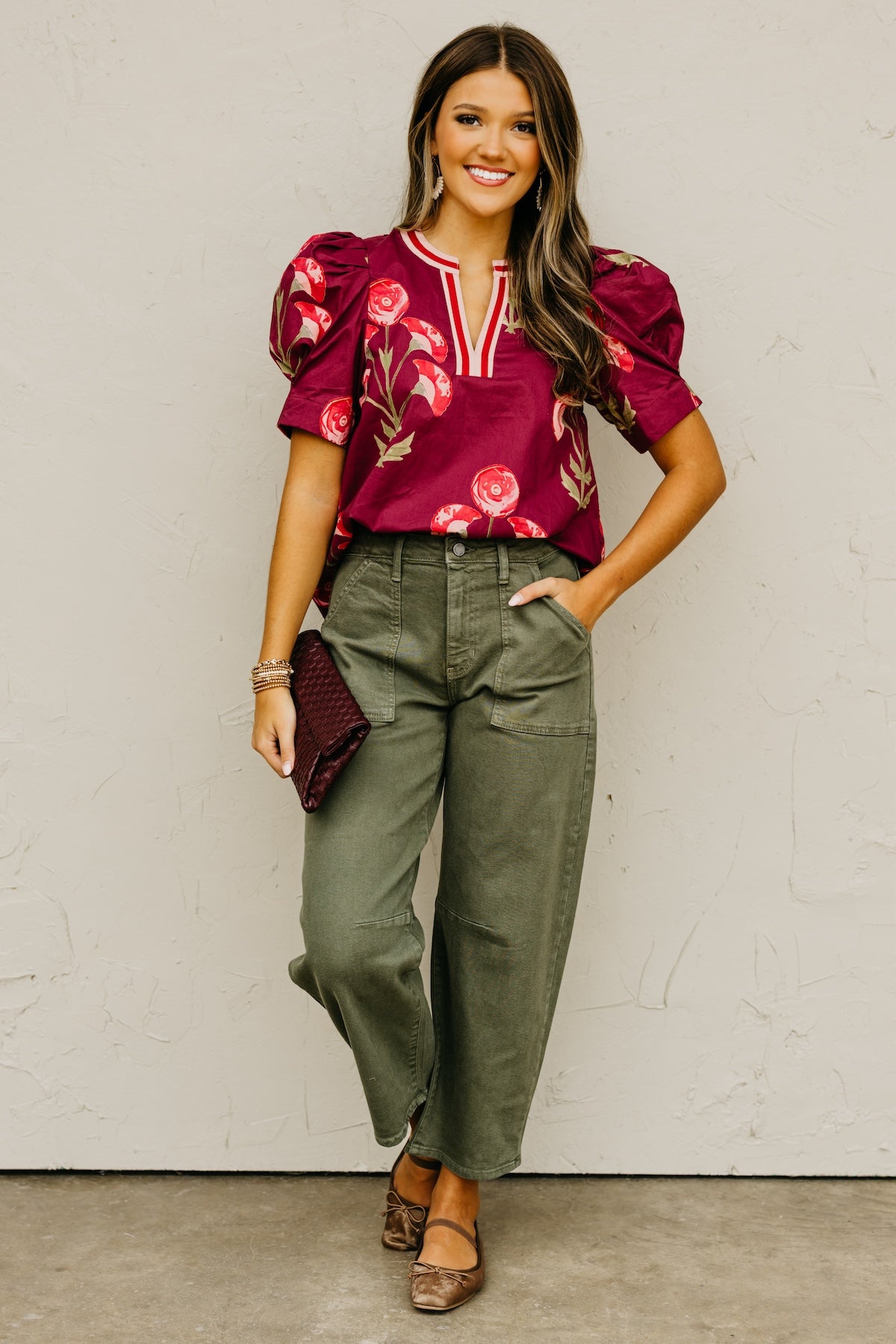 The Lauren Floral Woven Contrast Top