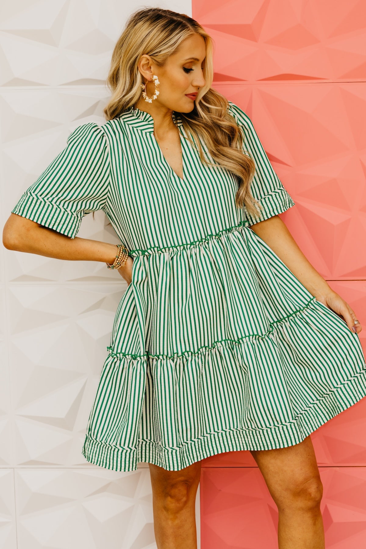 The Angelo Striped Tiered Mini Dress