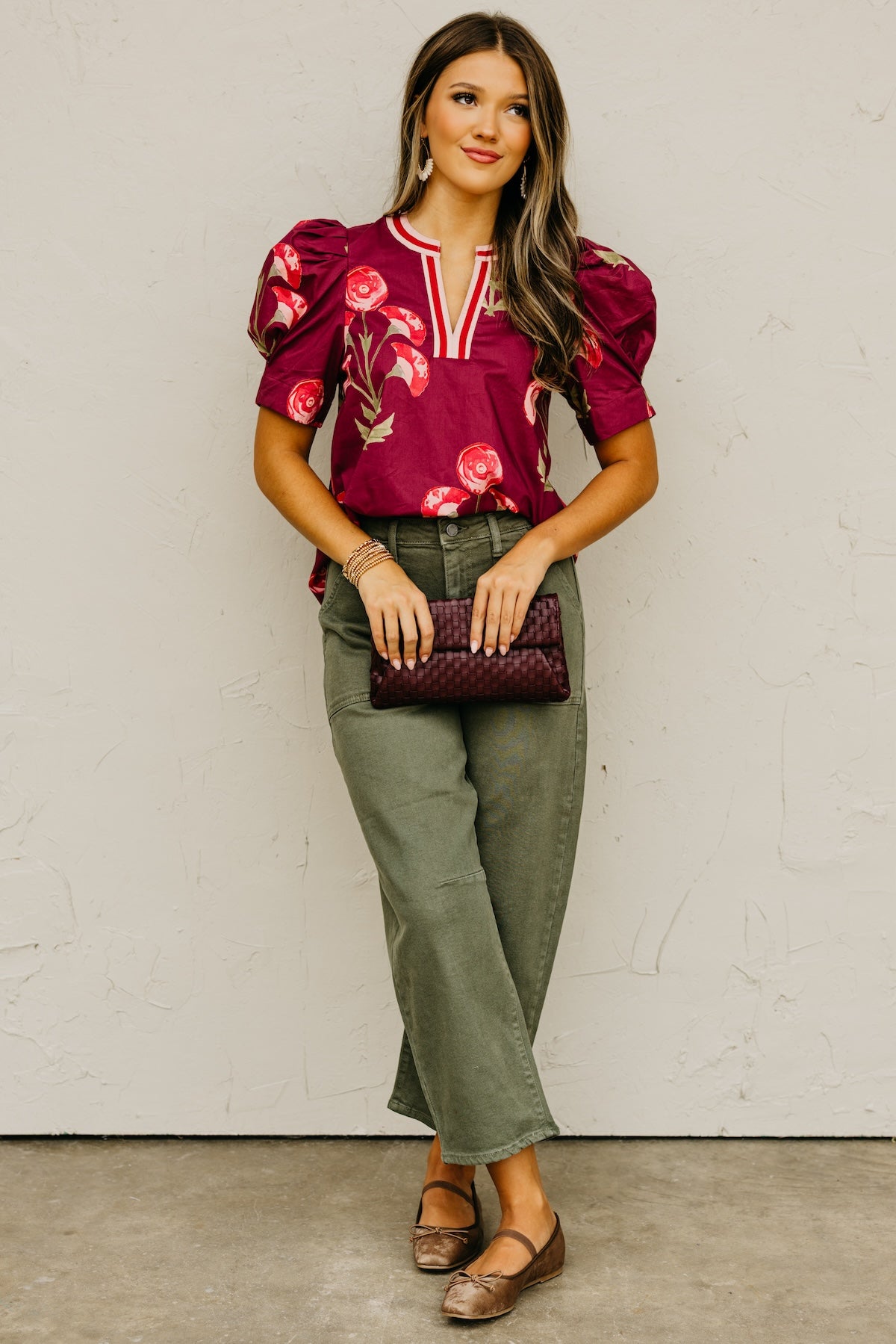 The Lauren Floral Woven Contrast Top