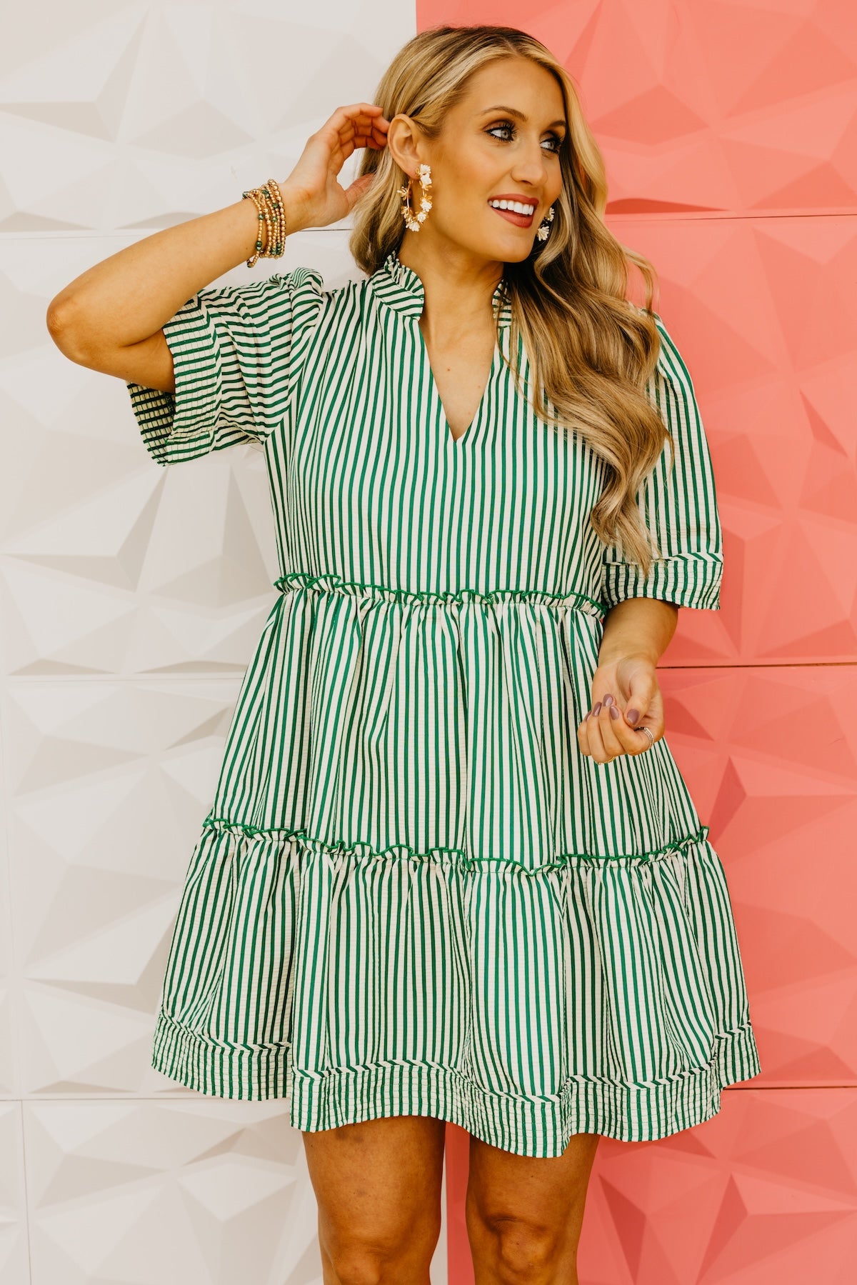 The Angelo Striped Tiered Mini Dress
