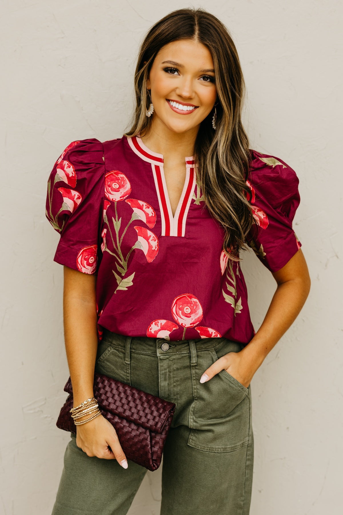 The Lauren Floral Woven Contrast Top