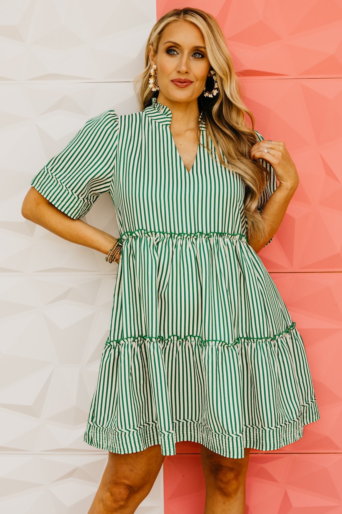 The Angelo Striped Tiered Mini Dress