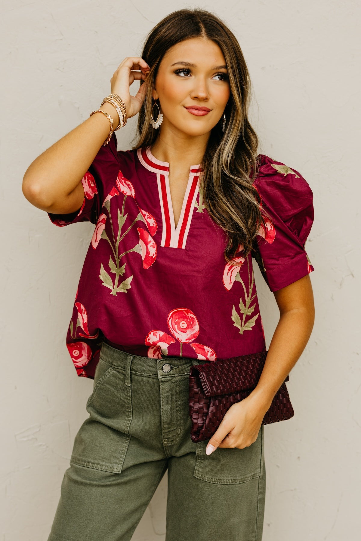 The Lauren Floral Woven Contrast Top