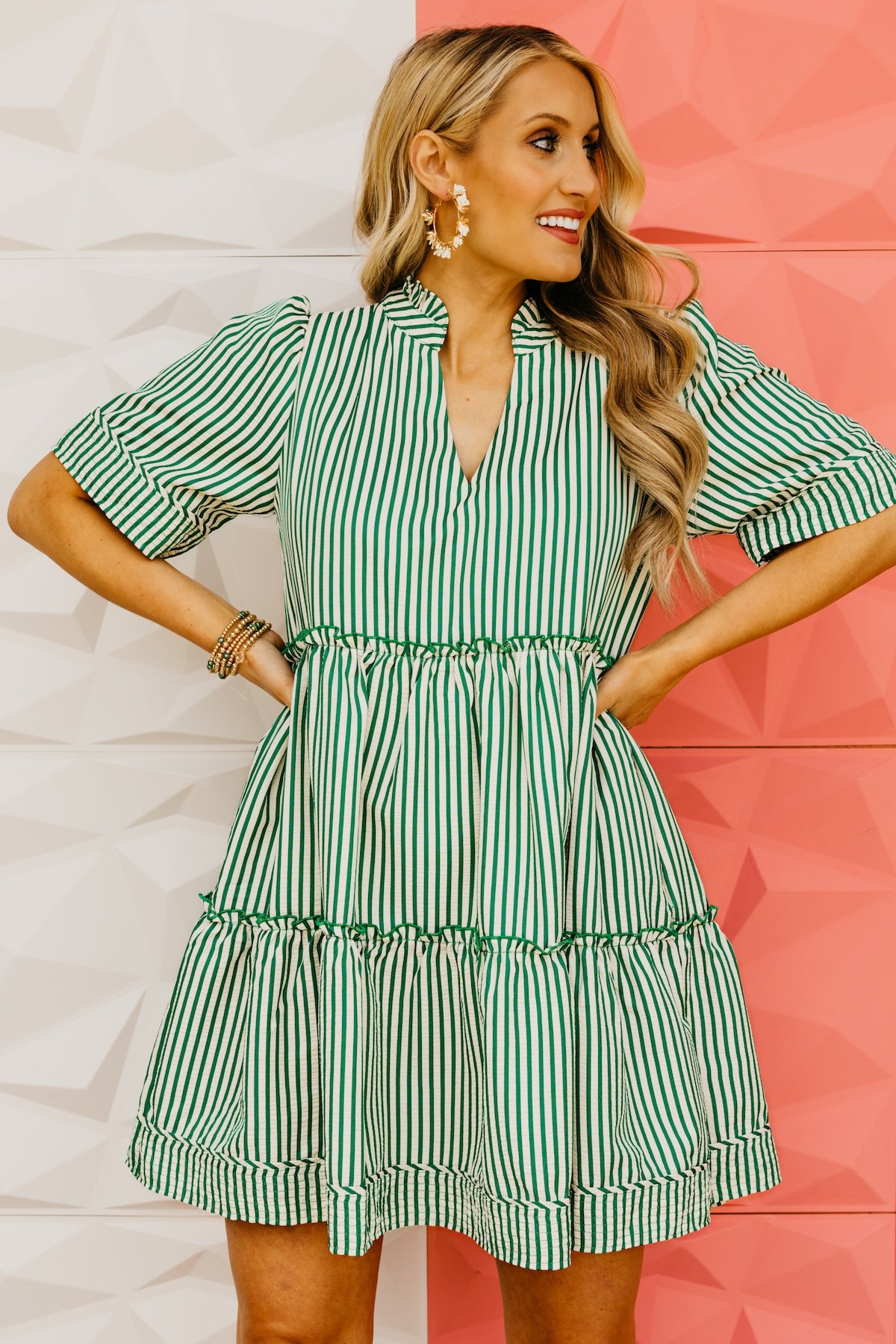 The Angelo Striped Tiered Mini Dress