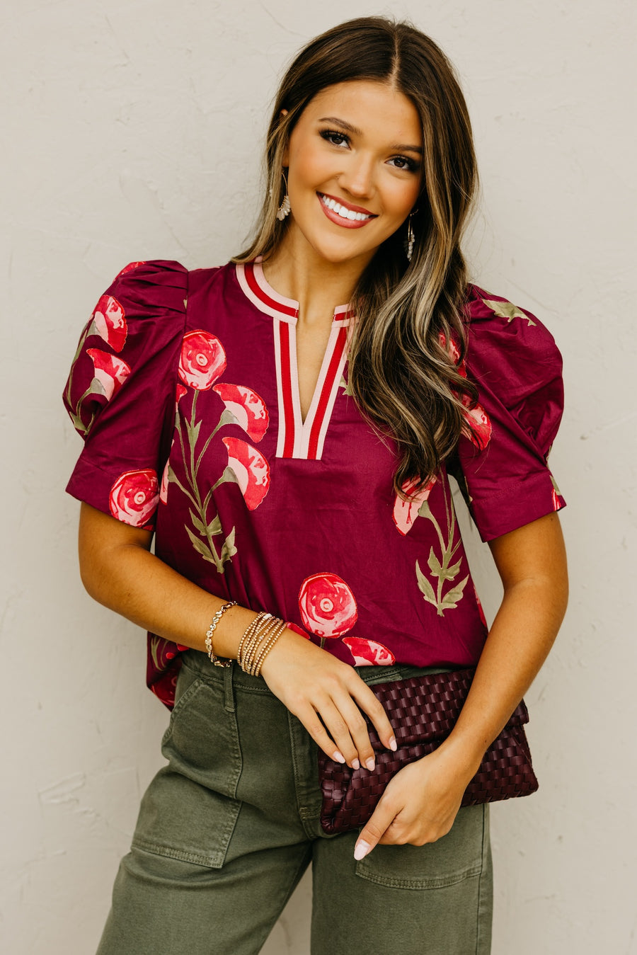 The Lauren Floral Woven Contrast Top