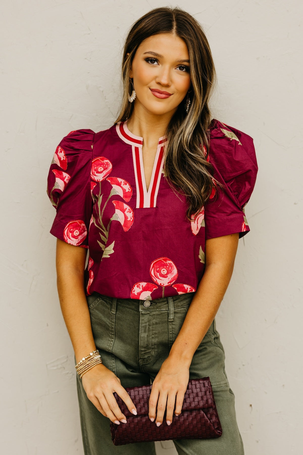 The Lauren Floral Woven Contrast Top