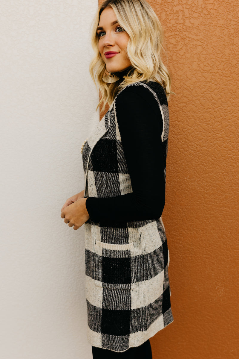 The Christine Buffalo Plaid Cardigan Vest