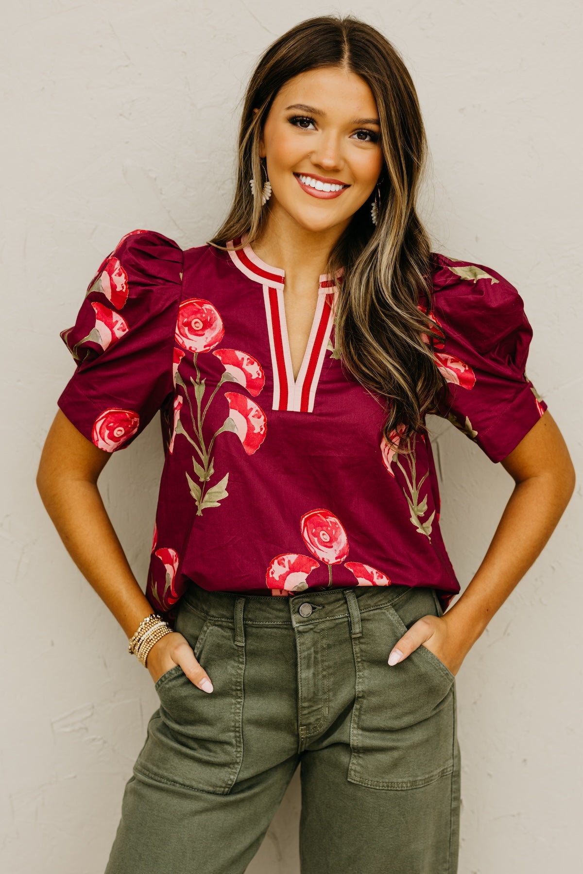 The Lauren Floral Woven Contrast Top