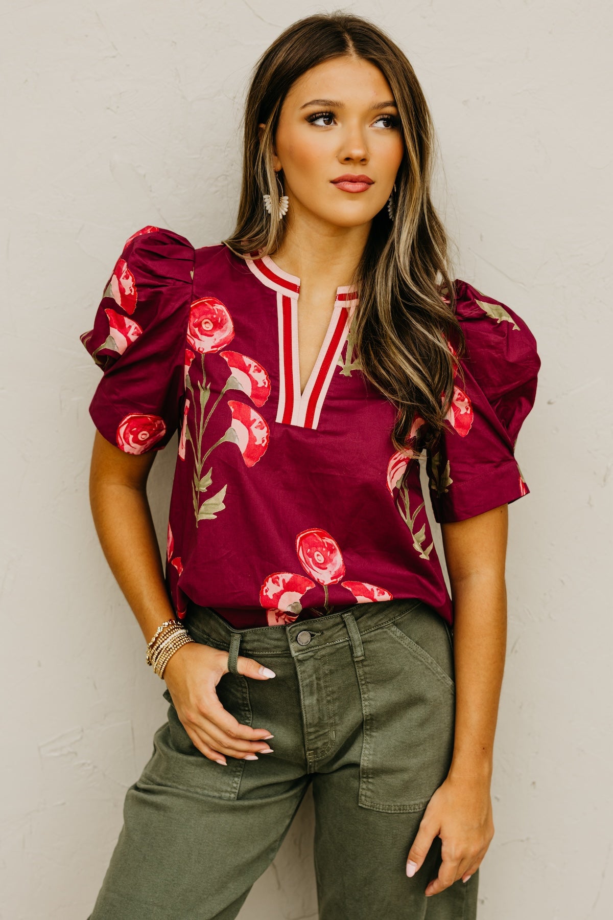 The Lauren Floral Woven Contrast Top