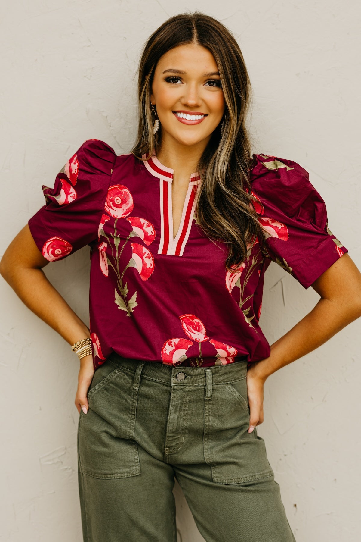 The Lauren Floral Woven Contrast Top
