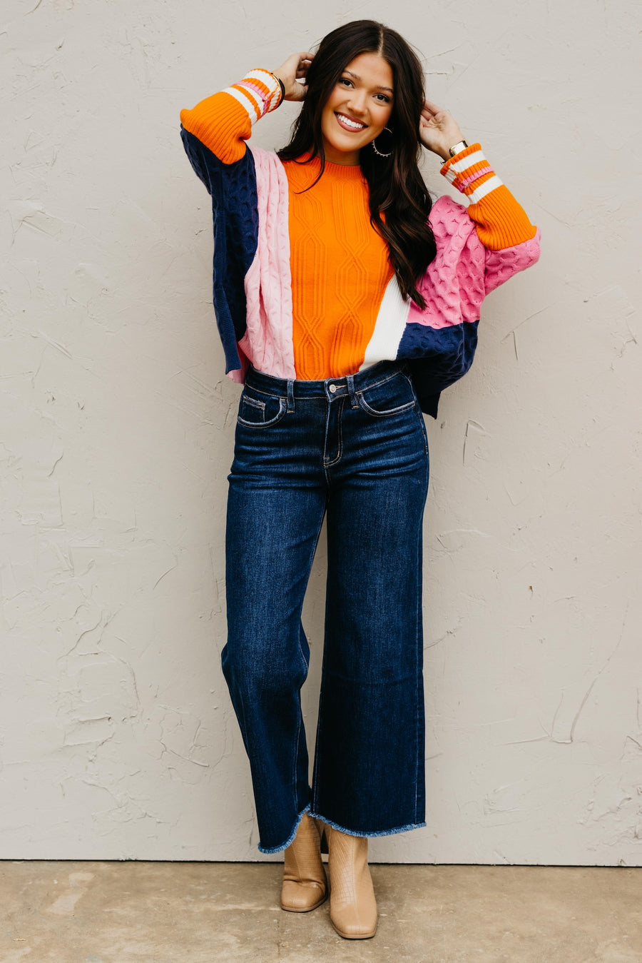 The Mary Colorblock Cable Sweater