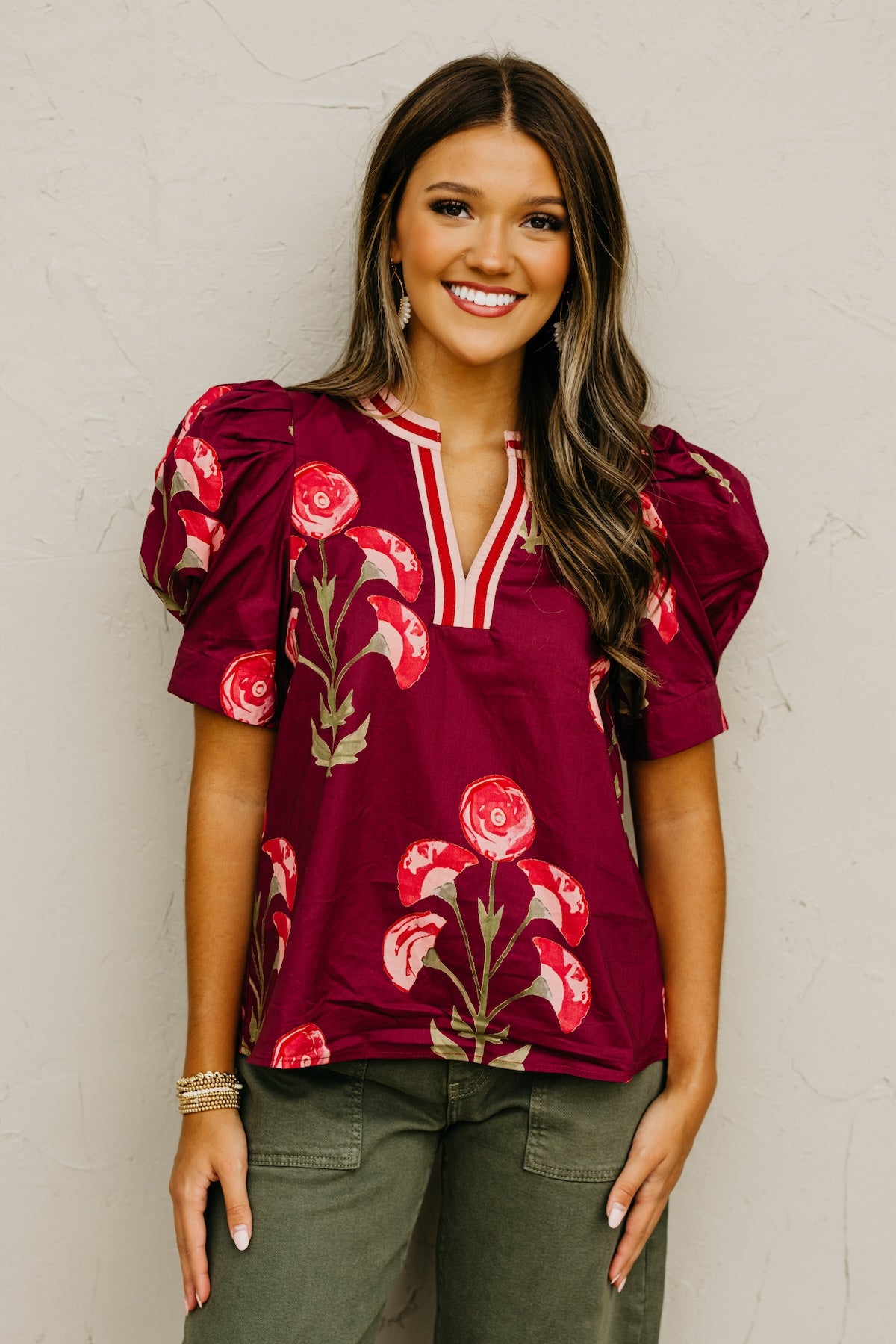 The Lauren Floral Woven Contrast Top