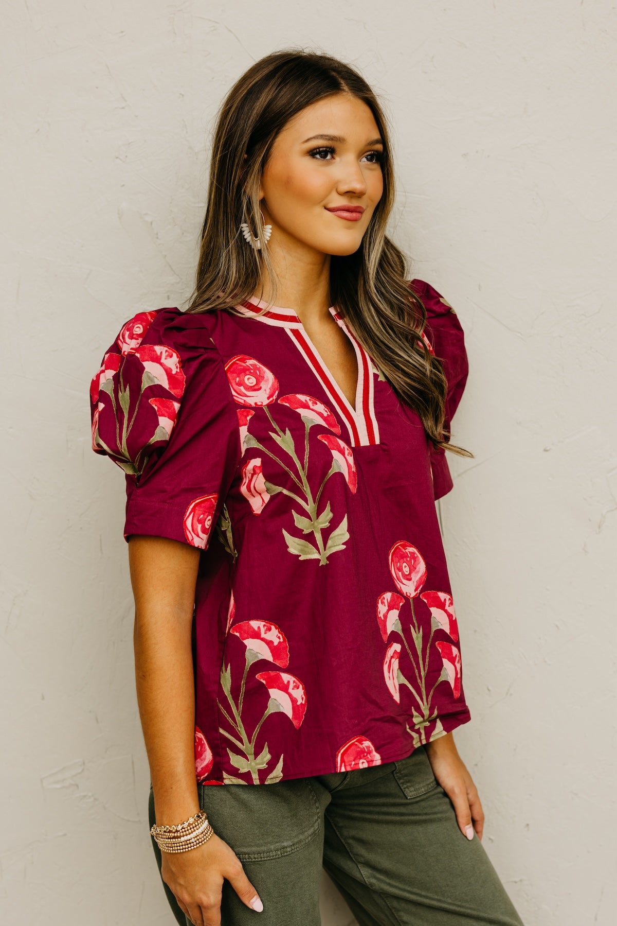 The Lauren Floral Woven Contrast Top