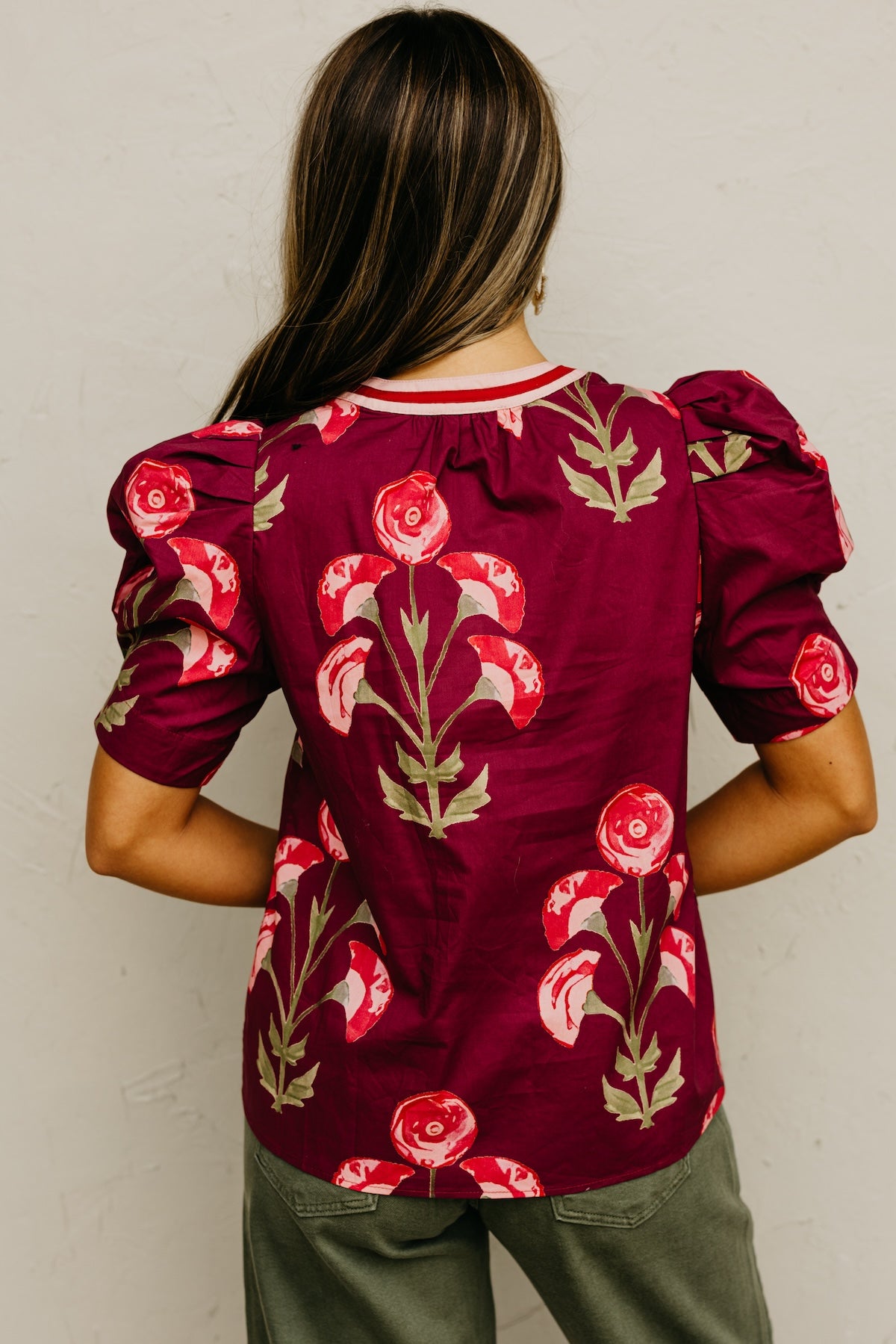 The Lauren Floral Woven Contrast Top