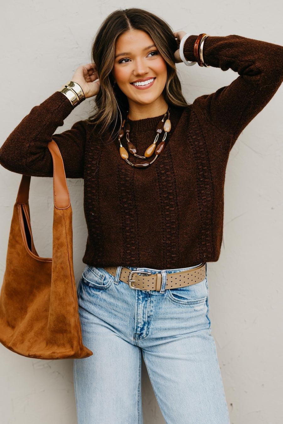 The Kendall Textured Cable Stitch Pullover Sweater