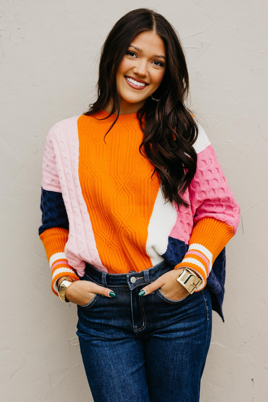 The Mary Colorblock Cable Sweater