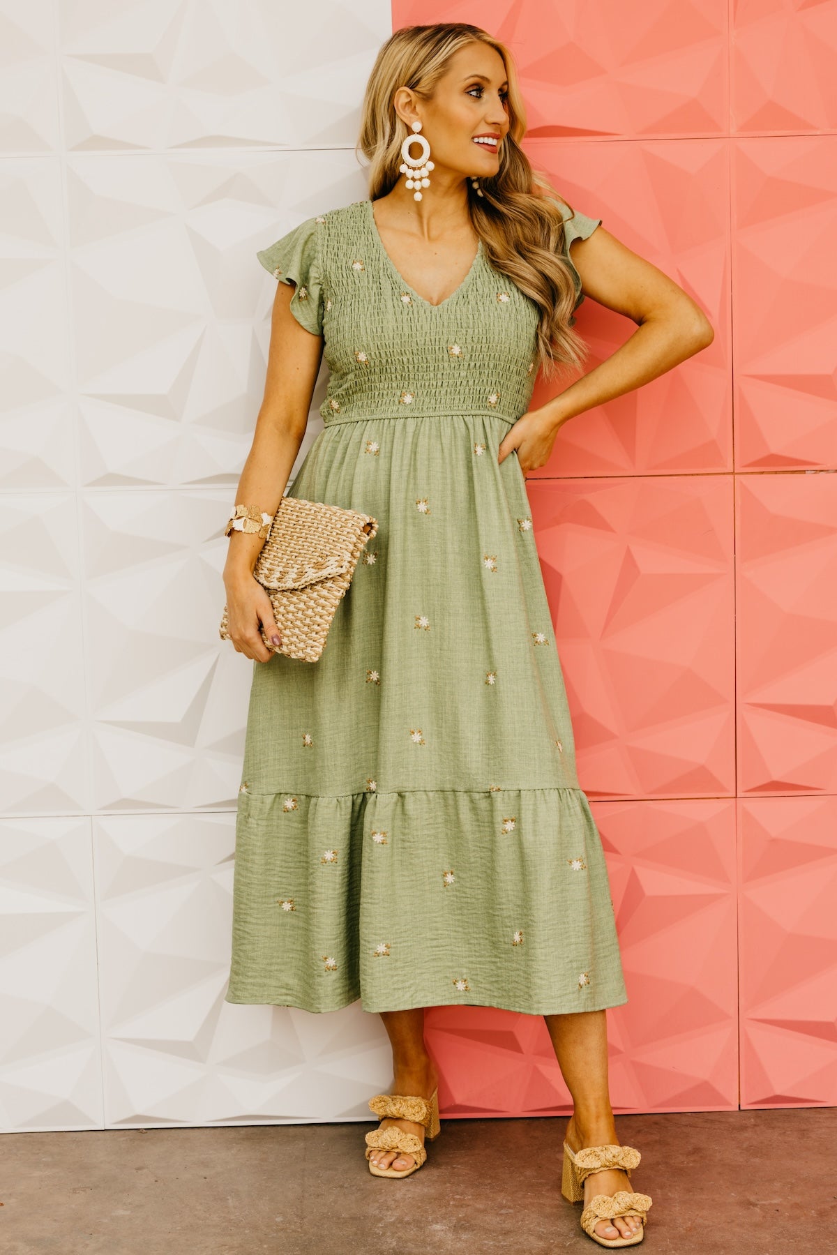 The Major Floral Embroidered Midi Dress