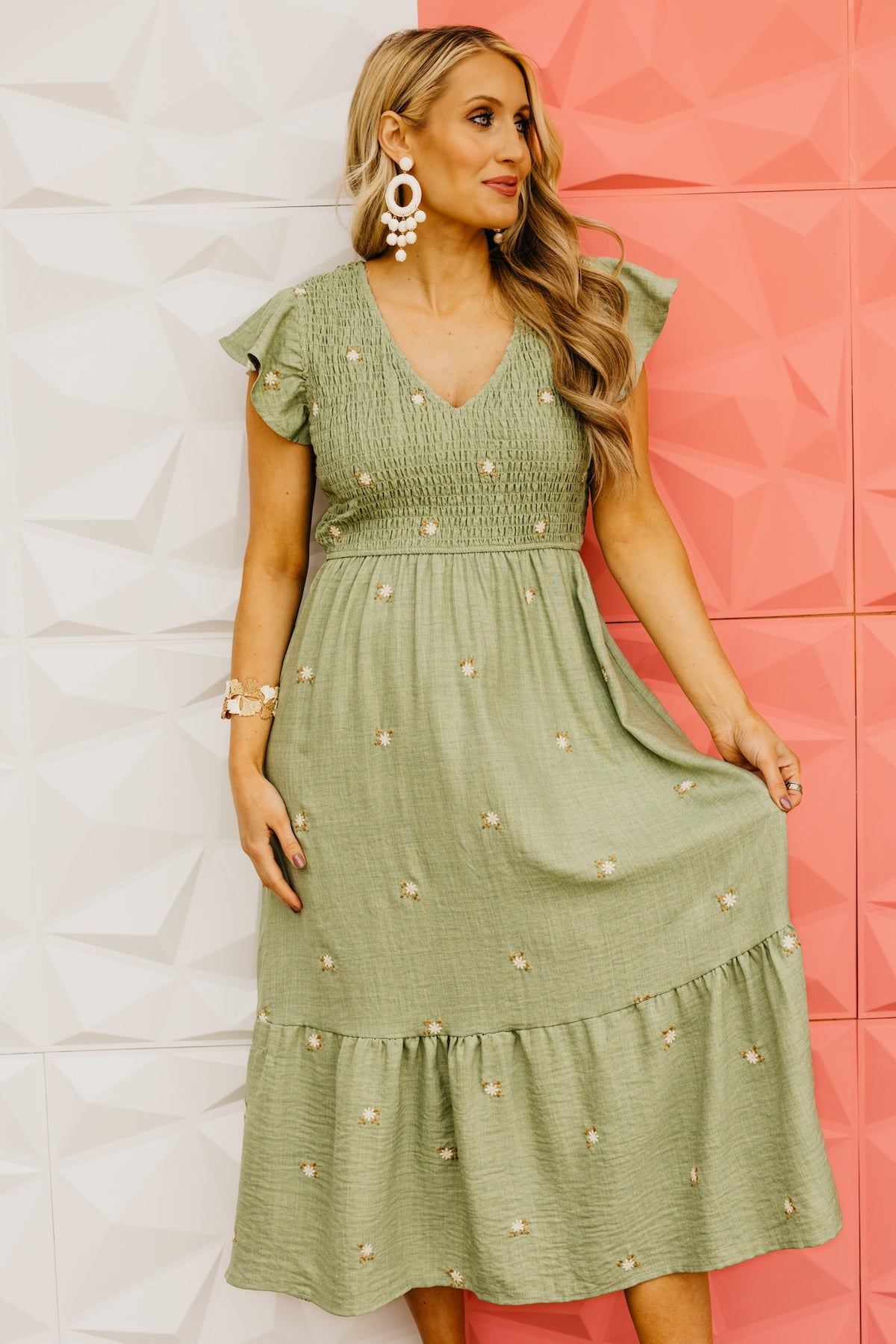 The Major Floral Embroidered Midi Dress