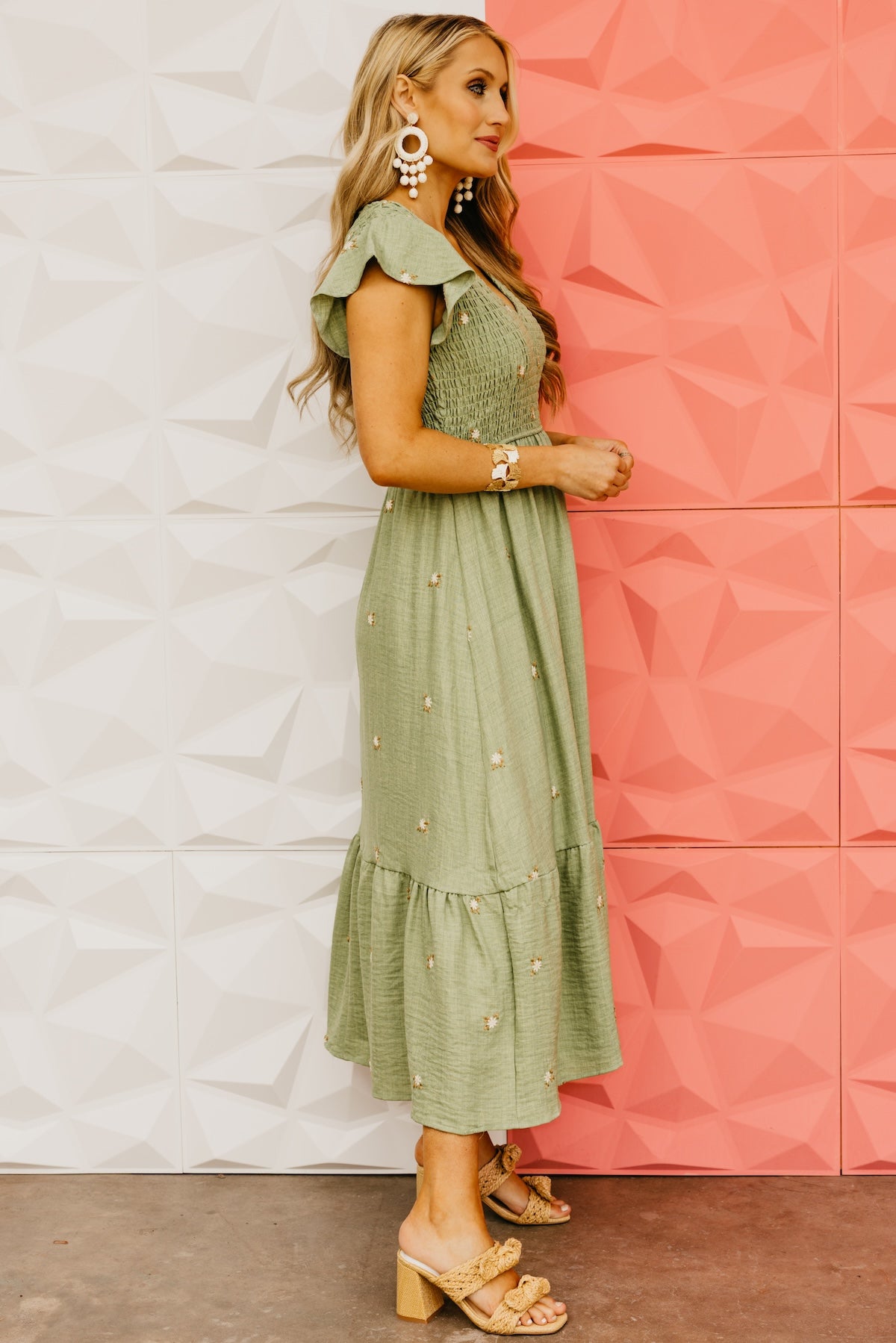 The Major Floral Embroidered Midi Dress