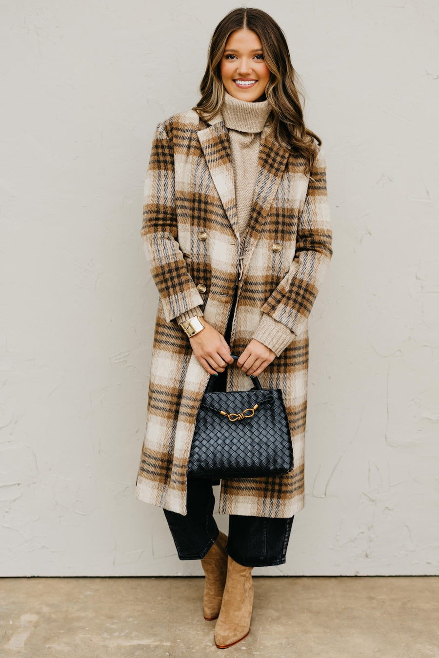 The Hazel Plaid Longline Duster Coat