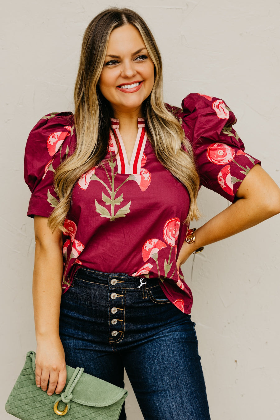 The Lauren Floral Woven Contrast Top