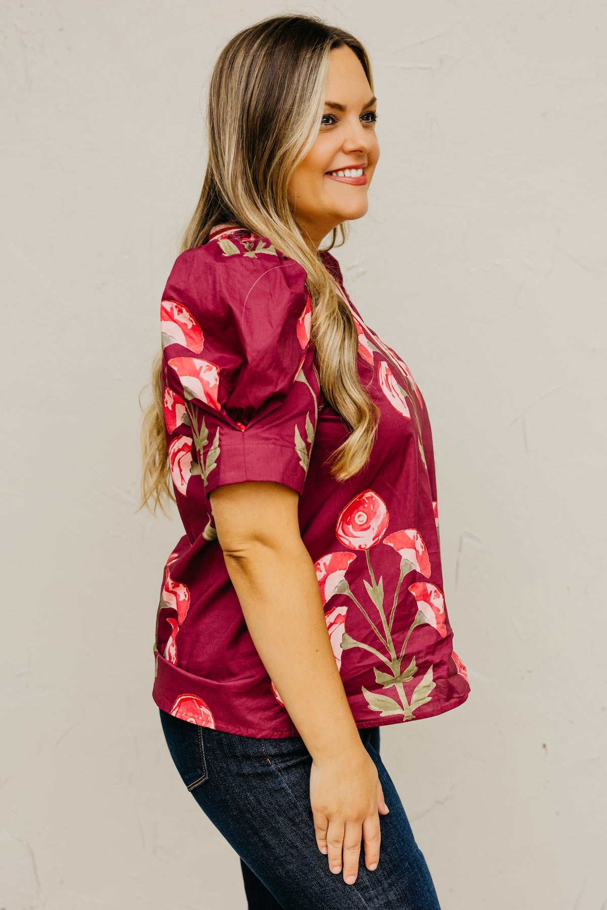 The Lauren Floral Woven Contrast Top