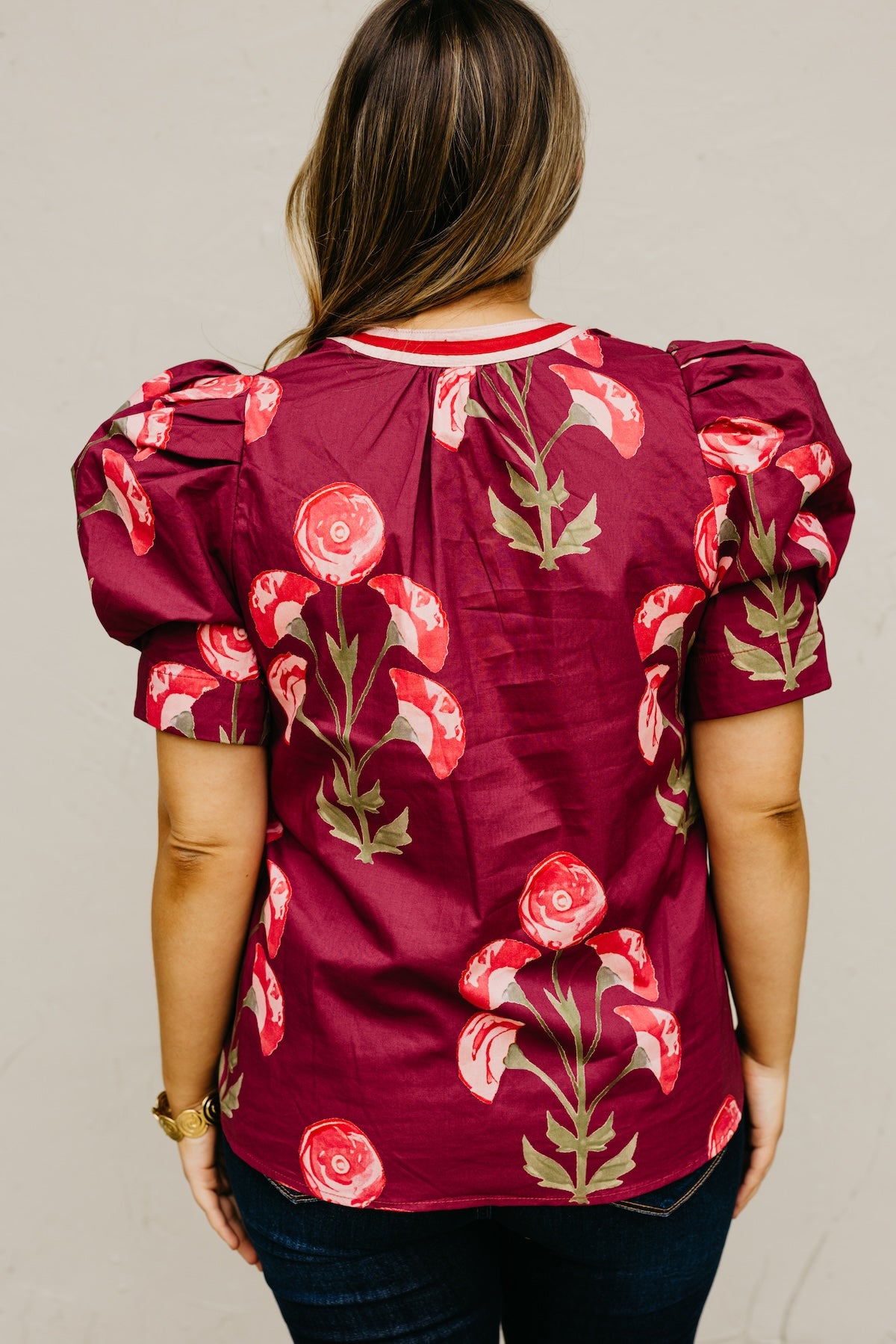 The Lauren Floral Woven Contrast Top