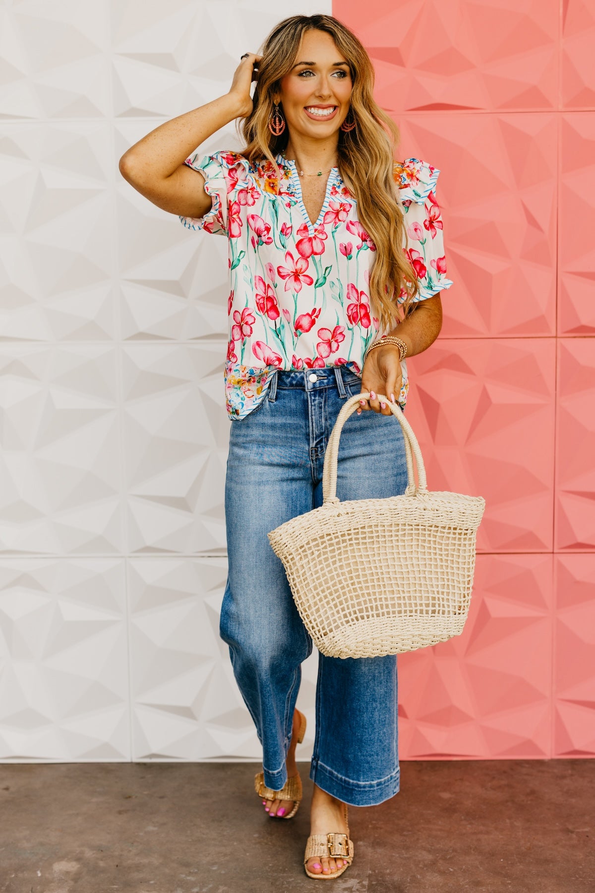 The Ashlynn Floral Split Neck Blouse