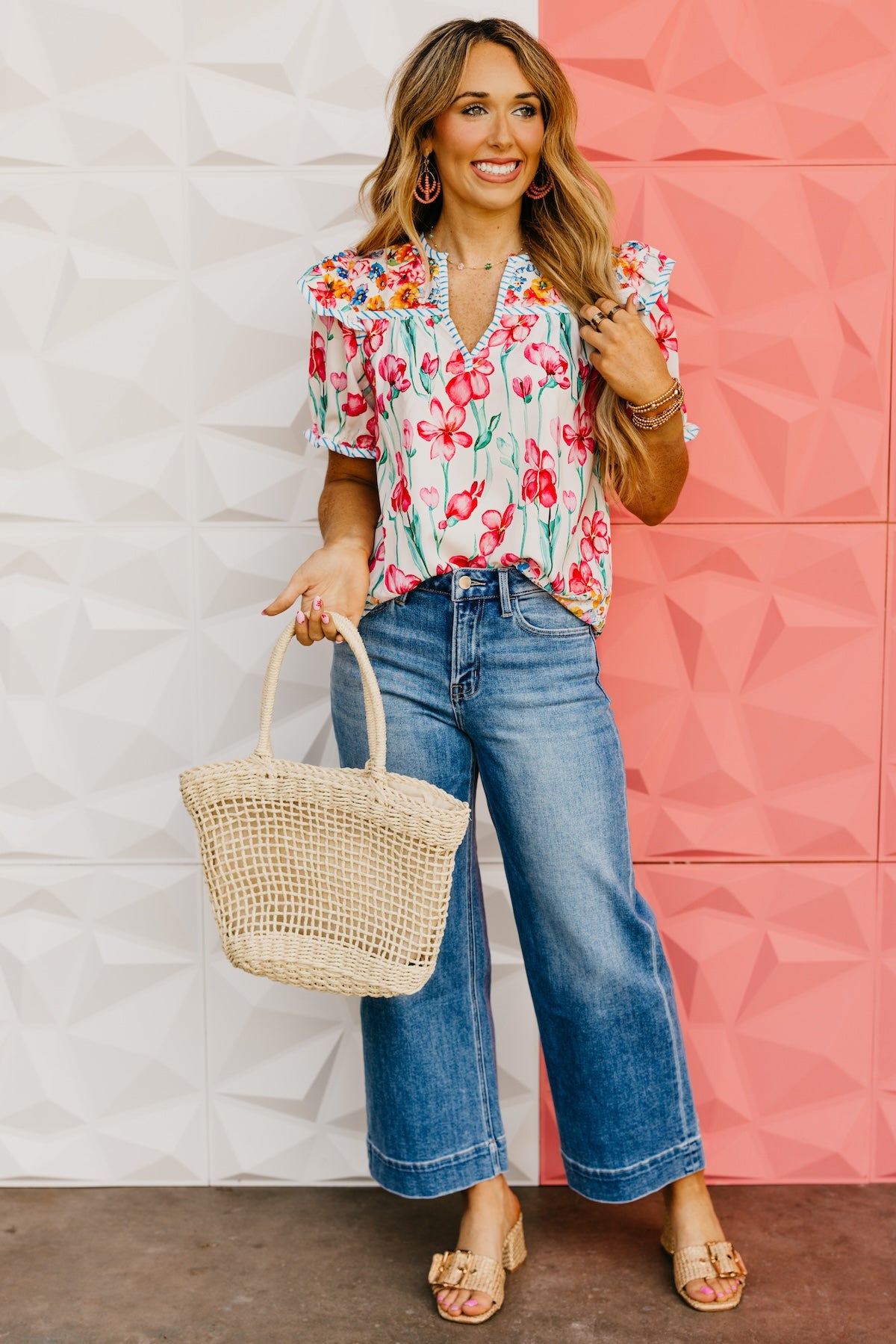 The Ashlynn Floral Split Neck Blouse