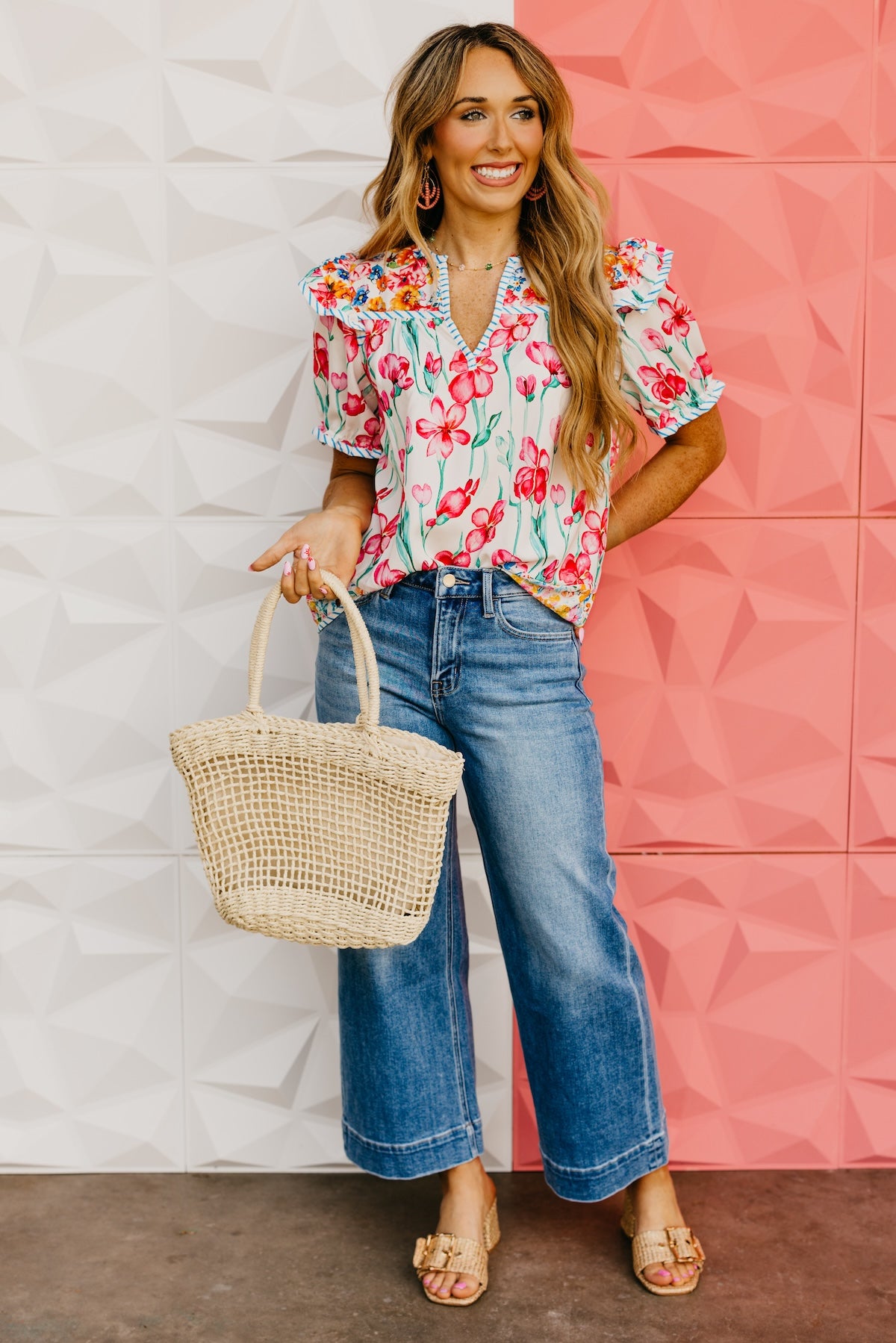The Ashlynn Floral Split Neck Blouse