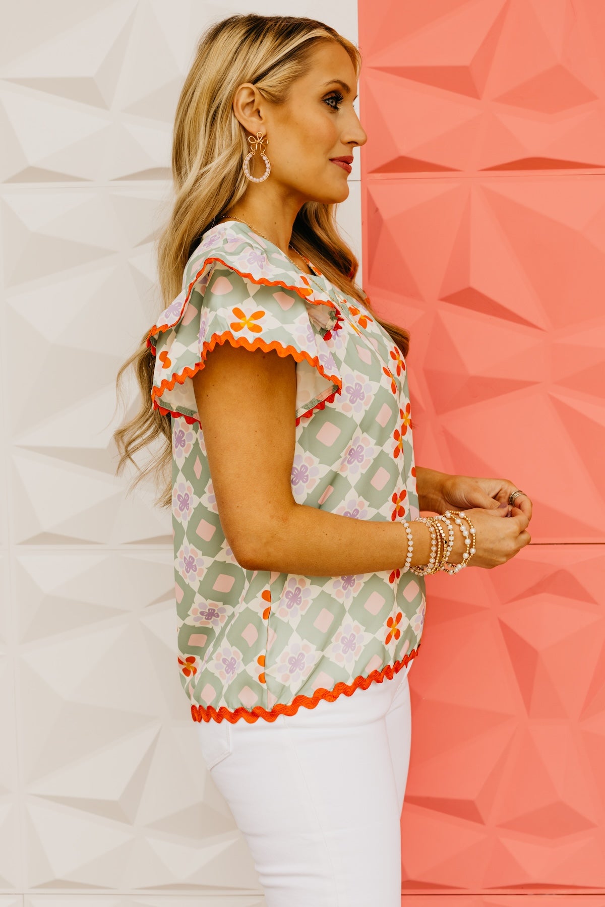The Collin Geo Ric Rac Trim Blouse