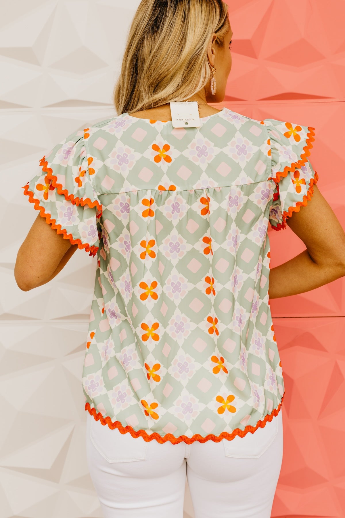 The Collin Geo Ric Rac Trim Blouse