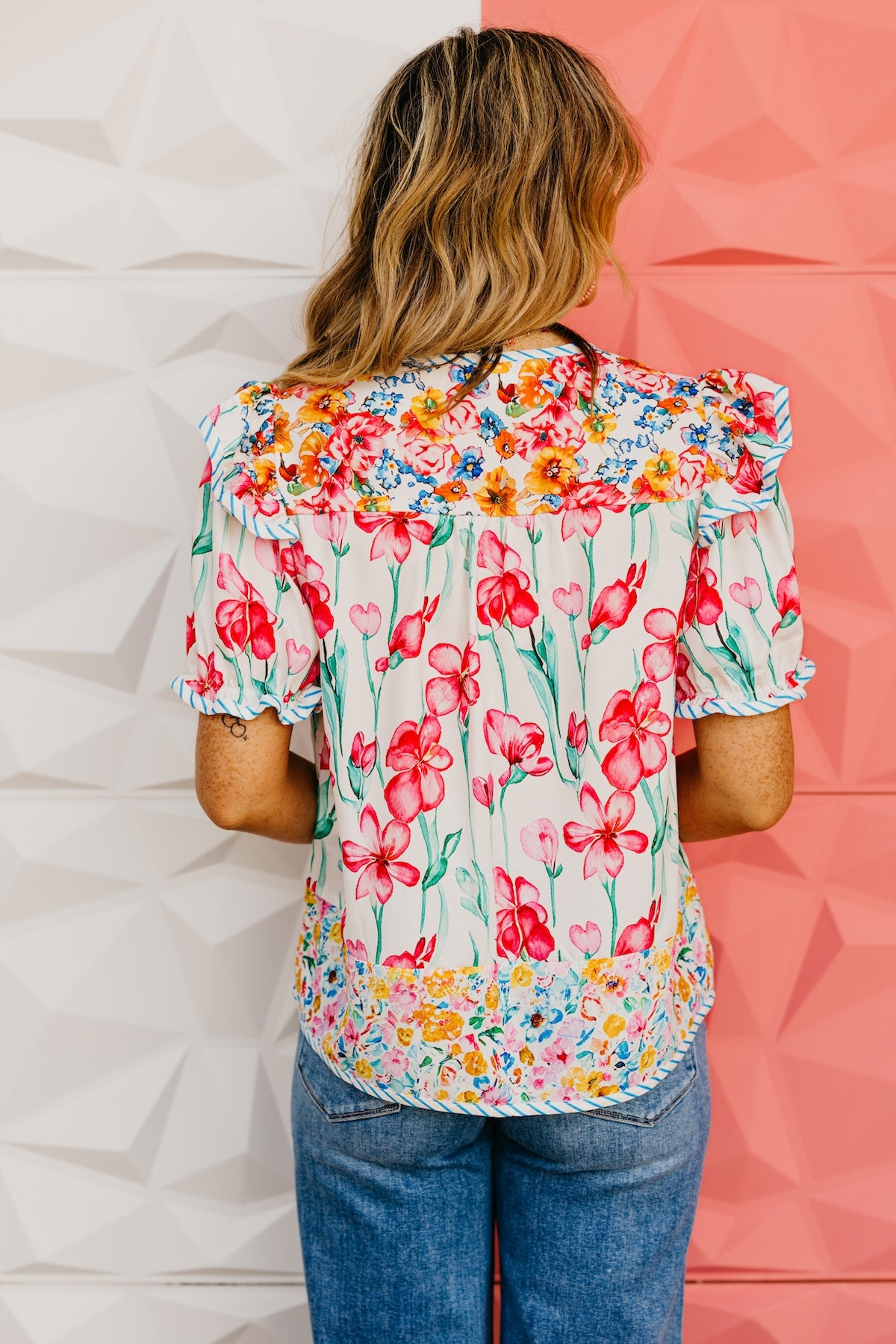 The Ashlynn Floral Split Neck Blouse