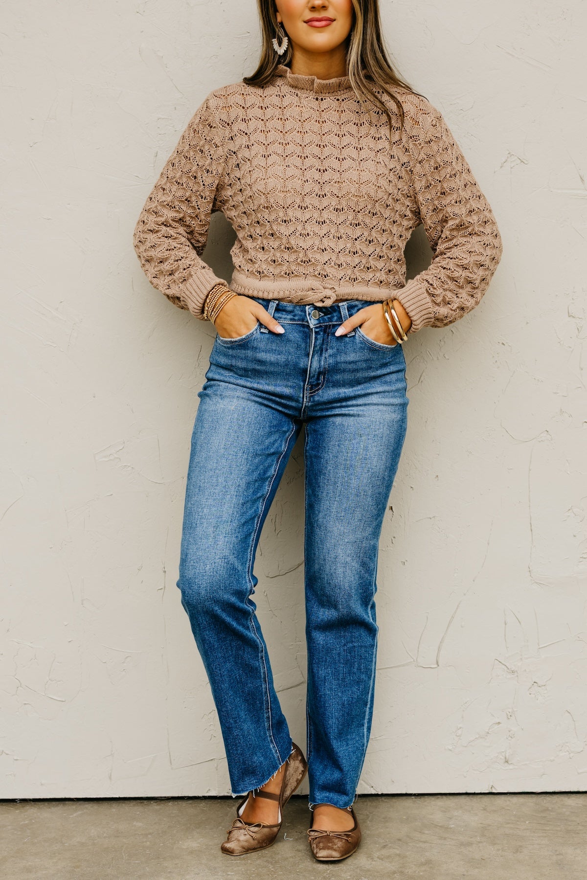 Flying Monkey | High Rise Clean Cut Raw Hem Straight Denim