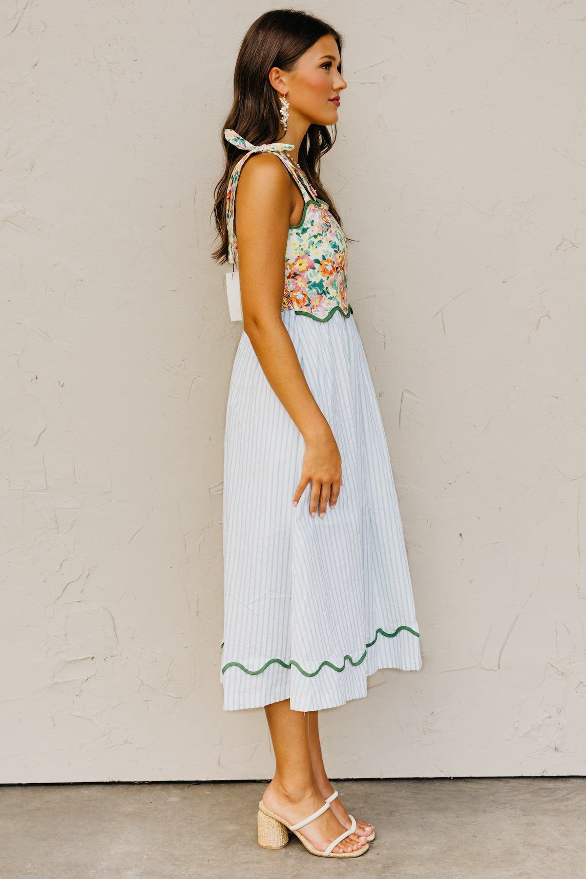 The Kepner Floral Mixed Media Midi Dress