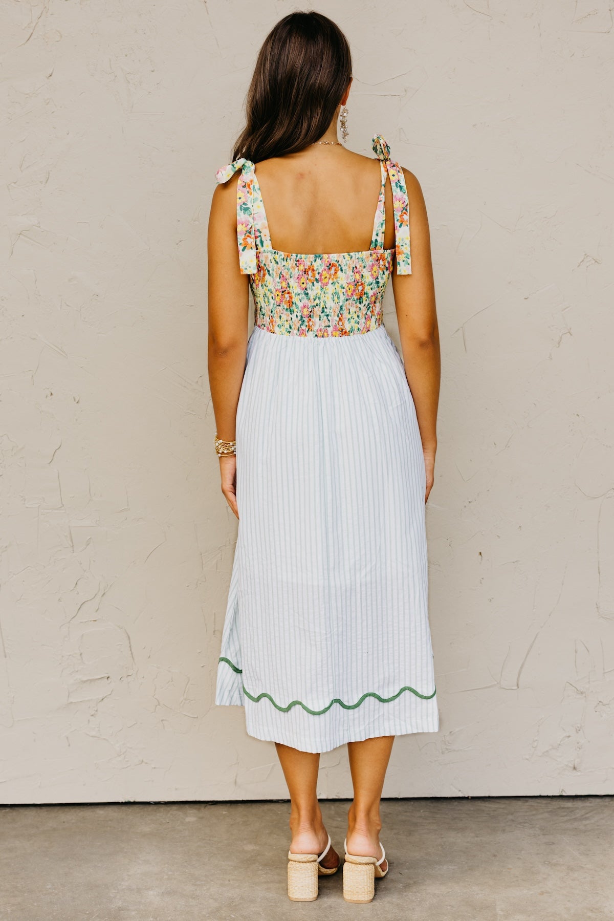 The Kepner Floral Mixed Media Midi Dress