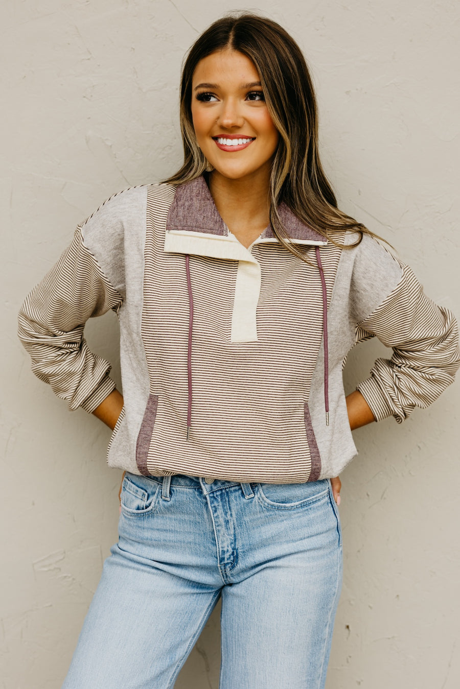 The Byron Brushed Mixed Pullover Sweatshirt