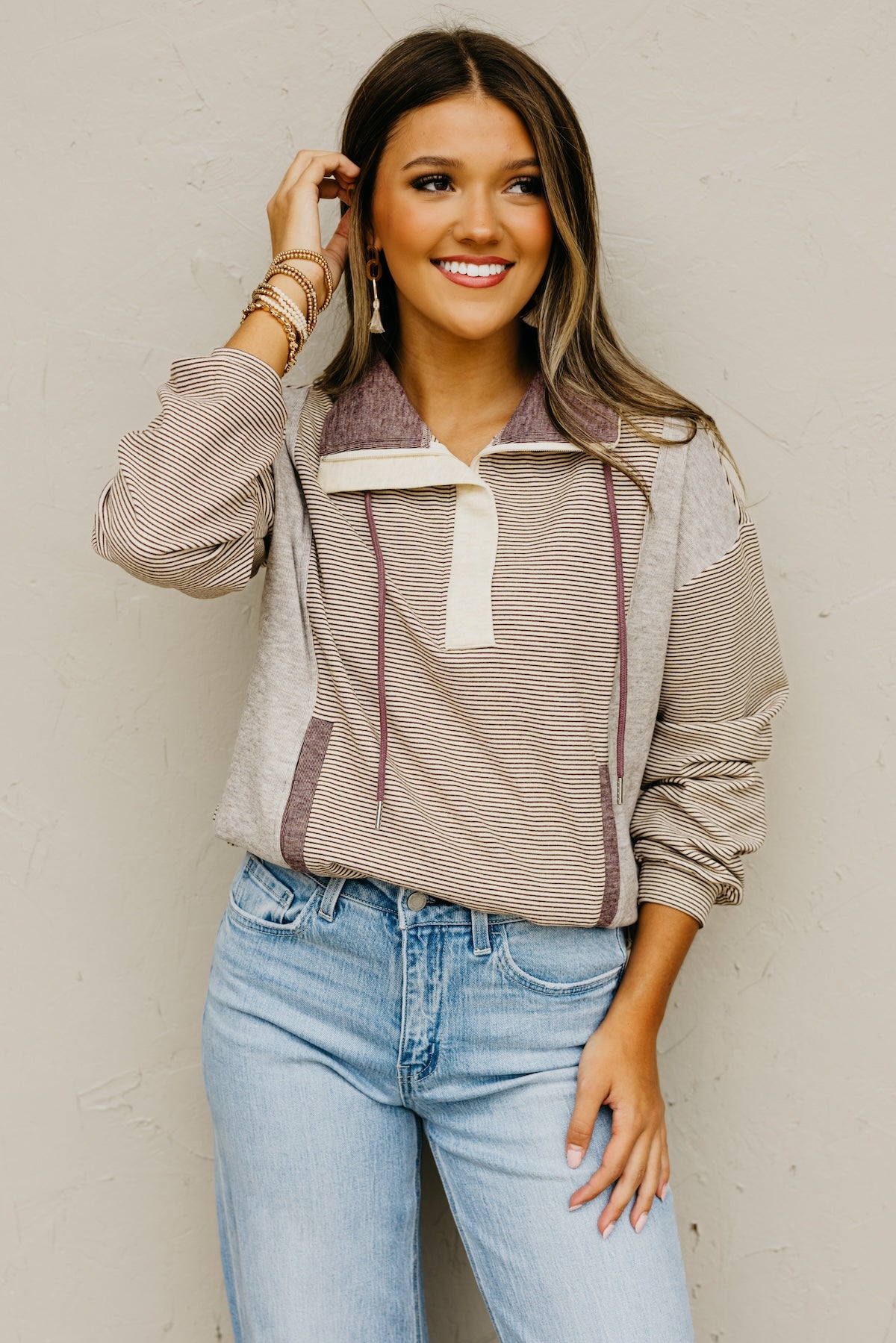 The Byron Brushed Mixed Pullover Sweatshirt