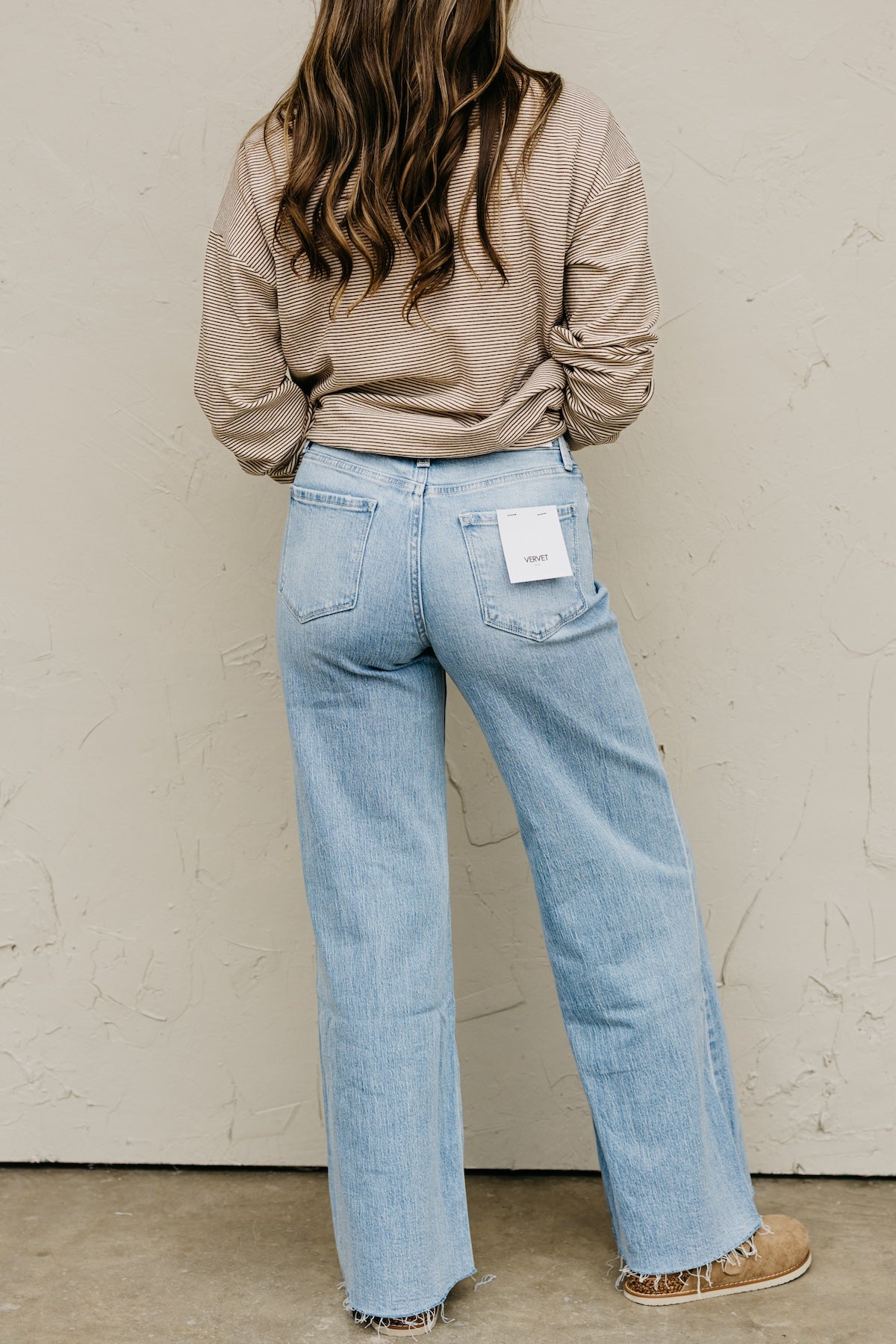 Vervet Denim | High Rise Clean Cut Raw Hem Wide Leg Denim