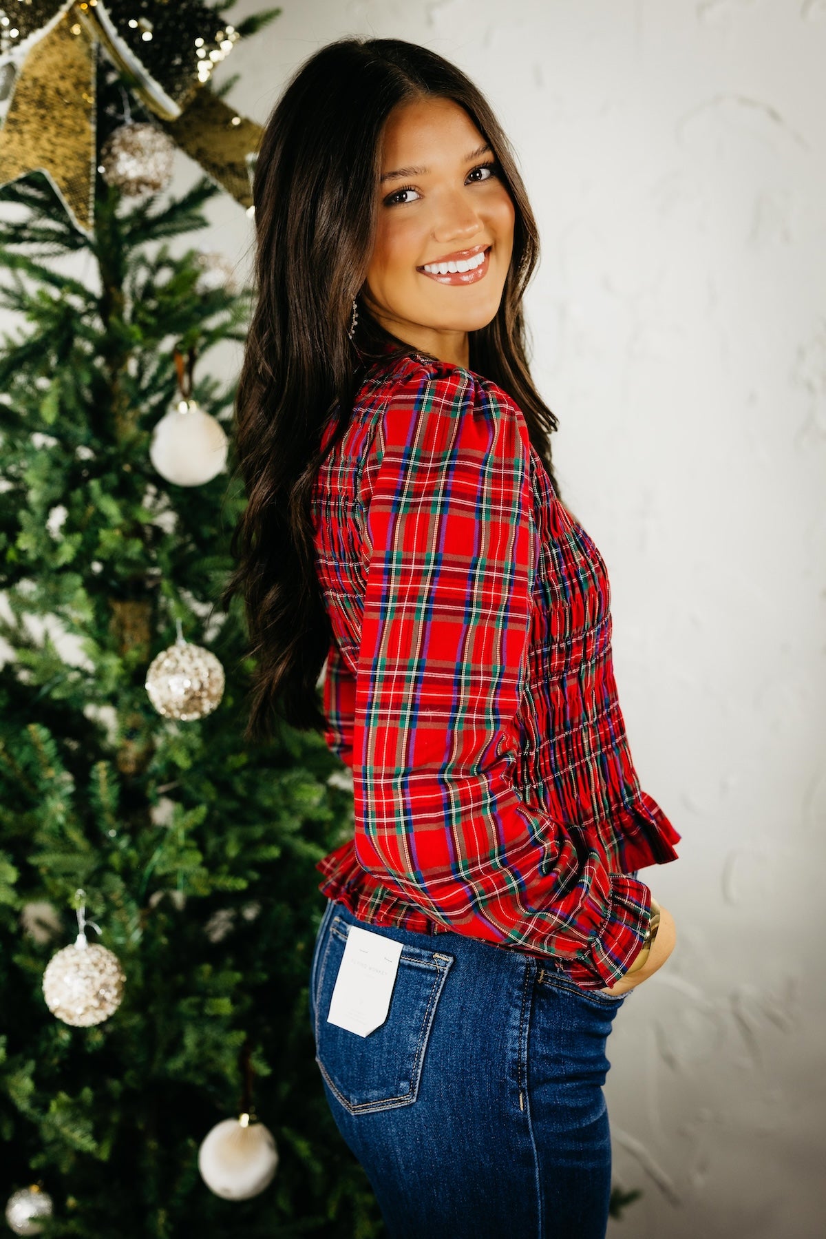 The Mimi Smocked Tartan Top