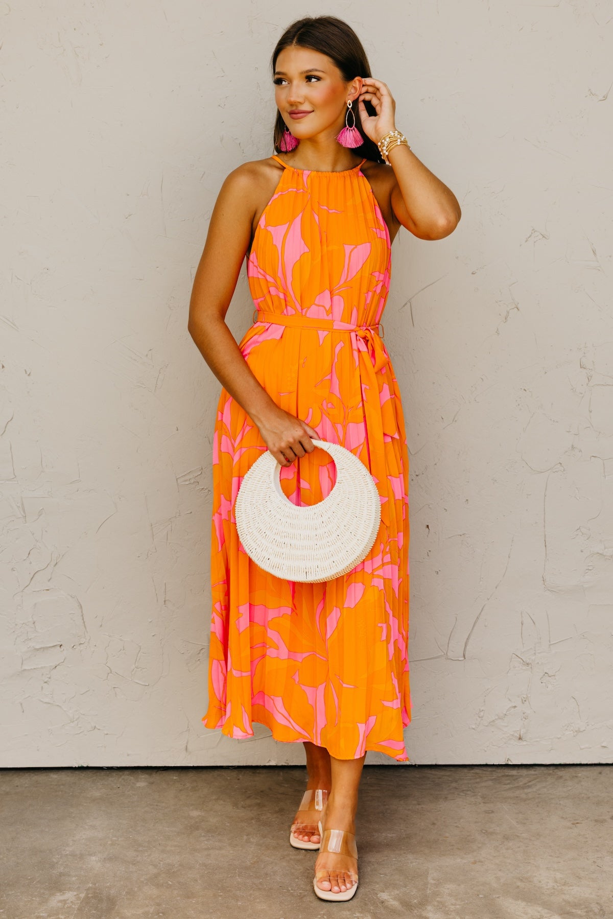 The Mexia Floral Pleated Midi Dress
