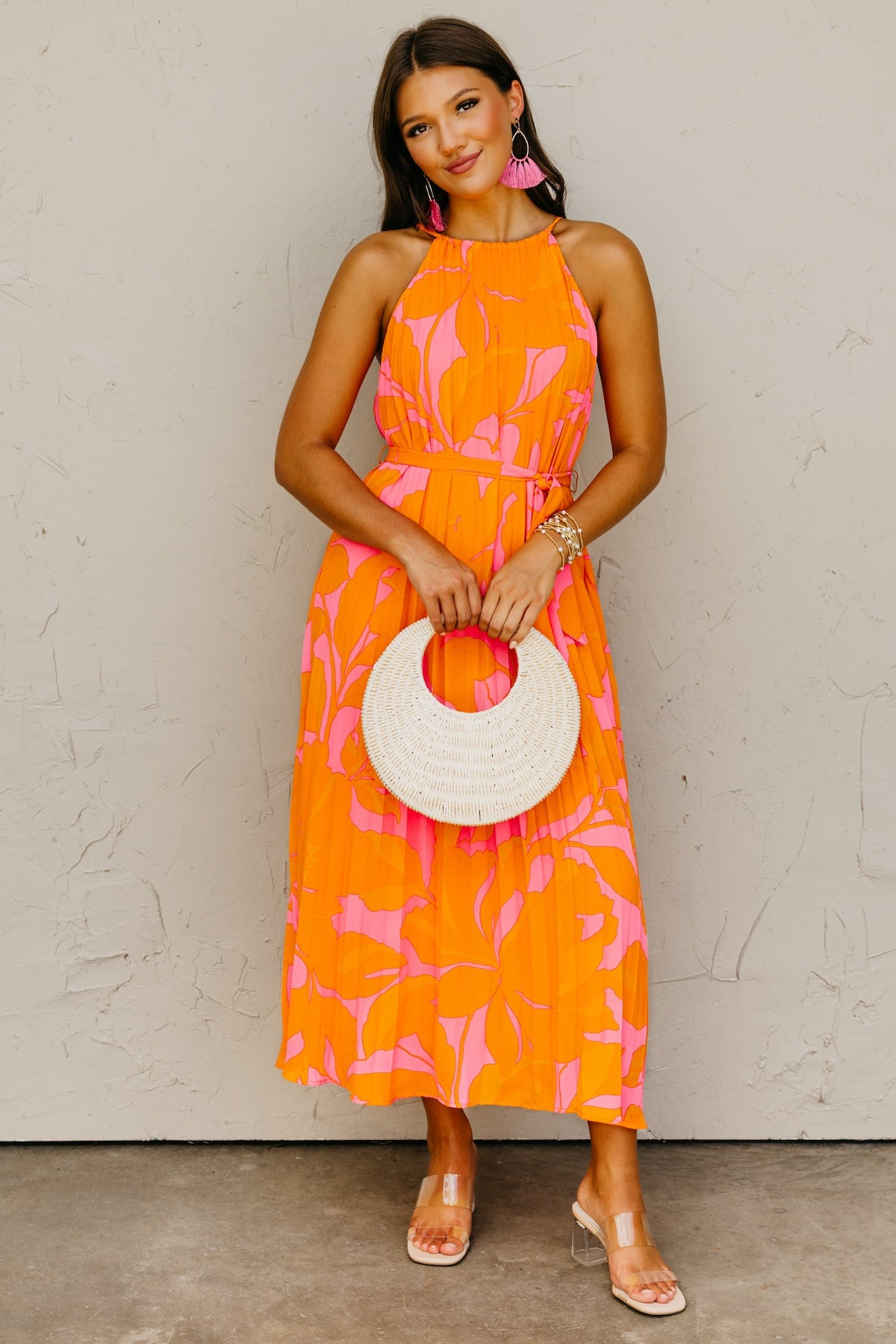The Mexia Floral Pleated Midi Dress