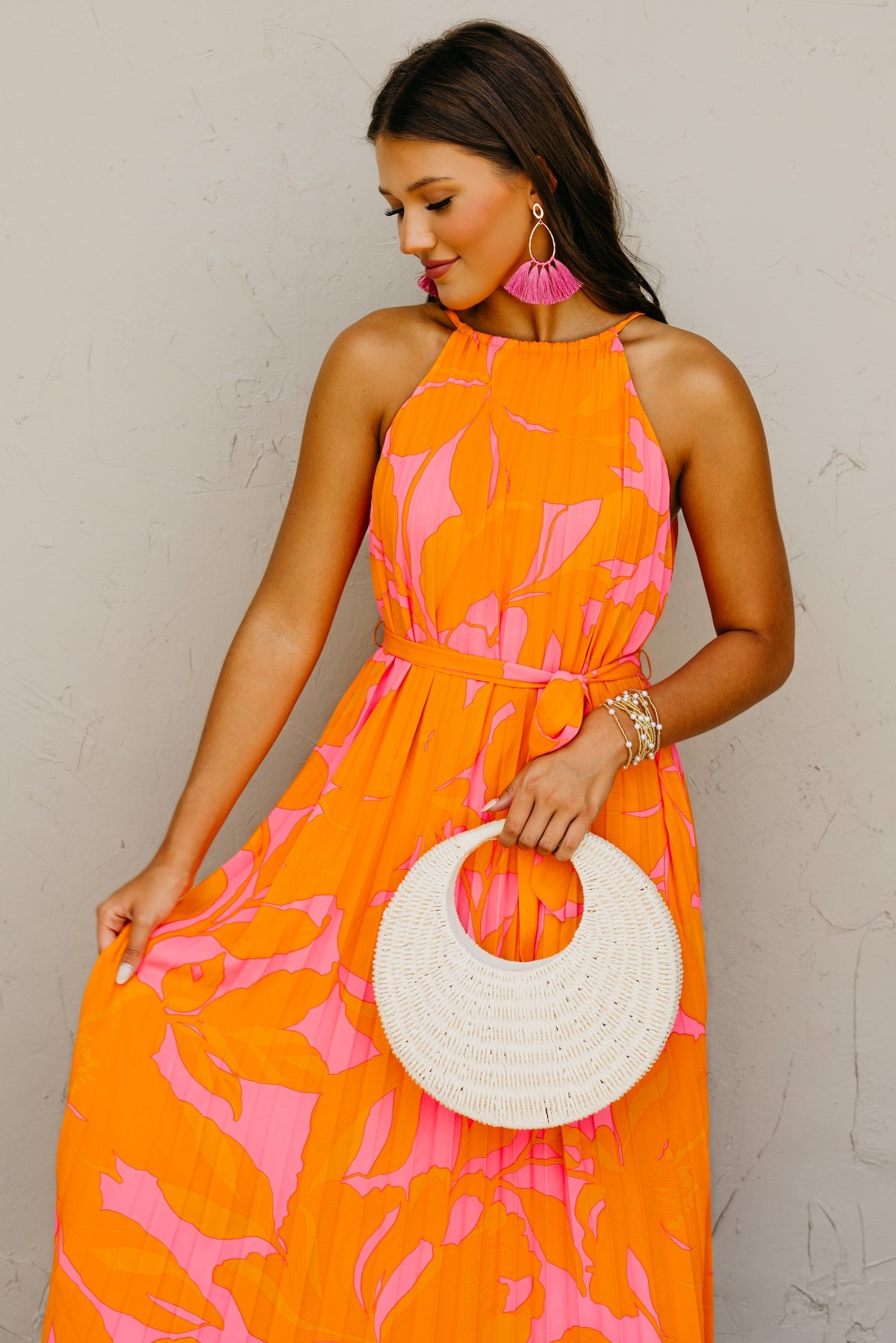The Mexia Floral Pleated Midi Dress