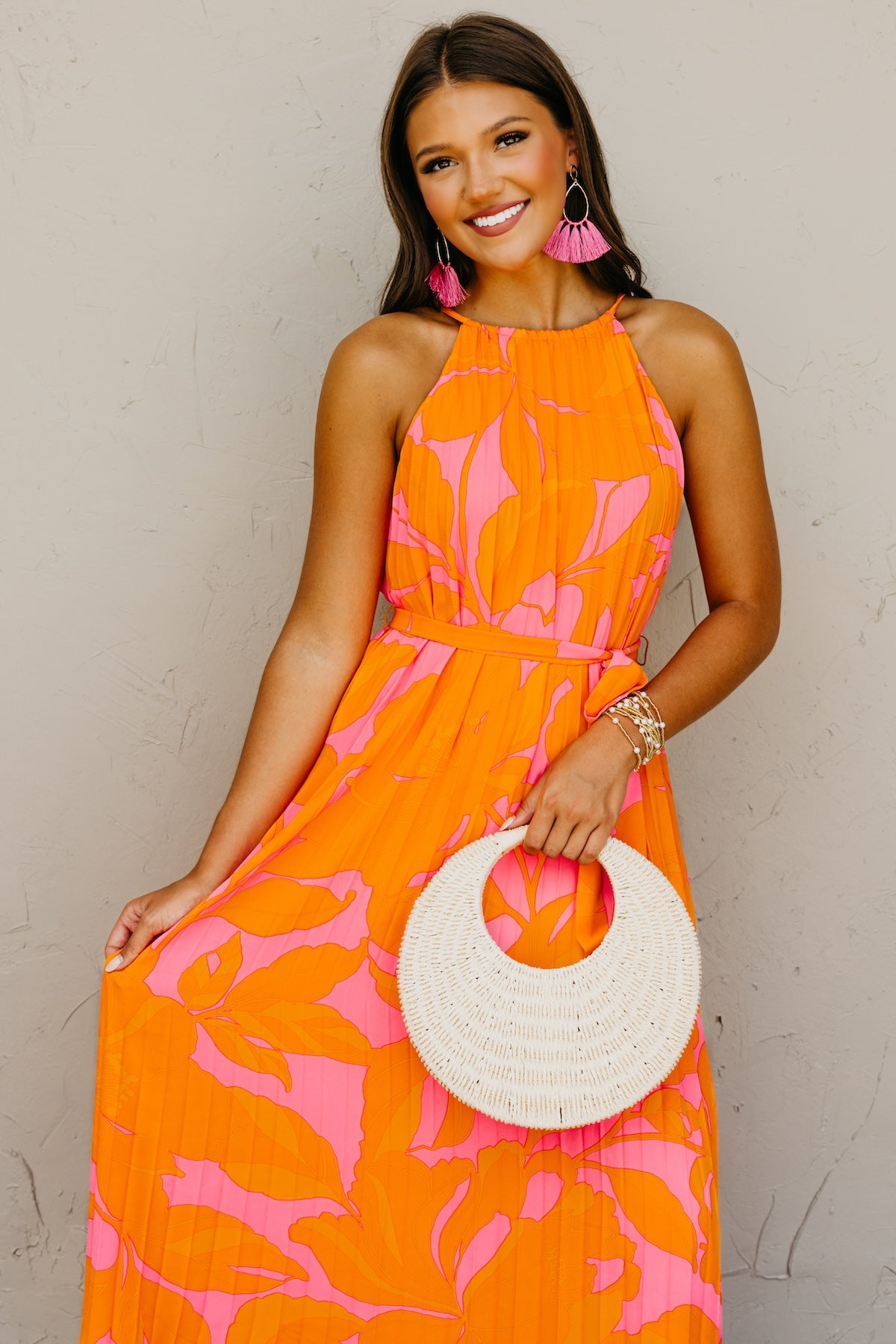 The Mexia Floral Pleated Midi Dress