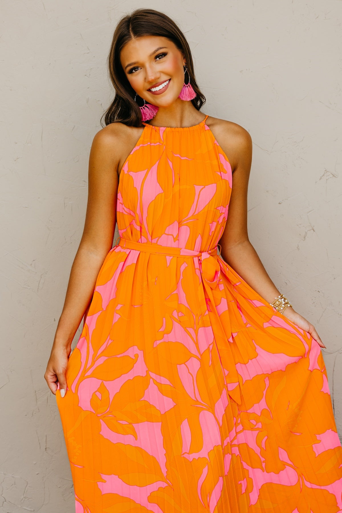 The Mexia Floral Pleated Midi Dress