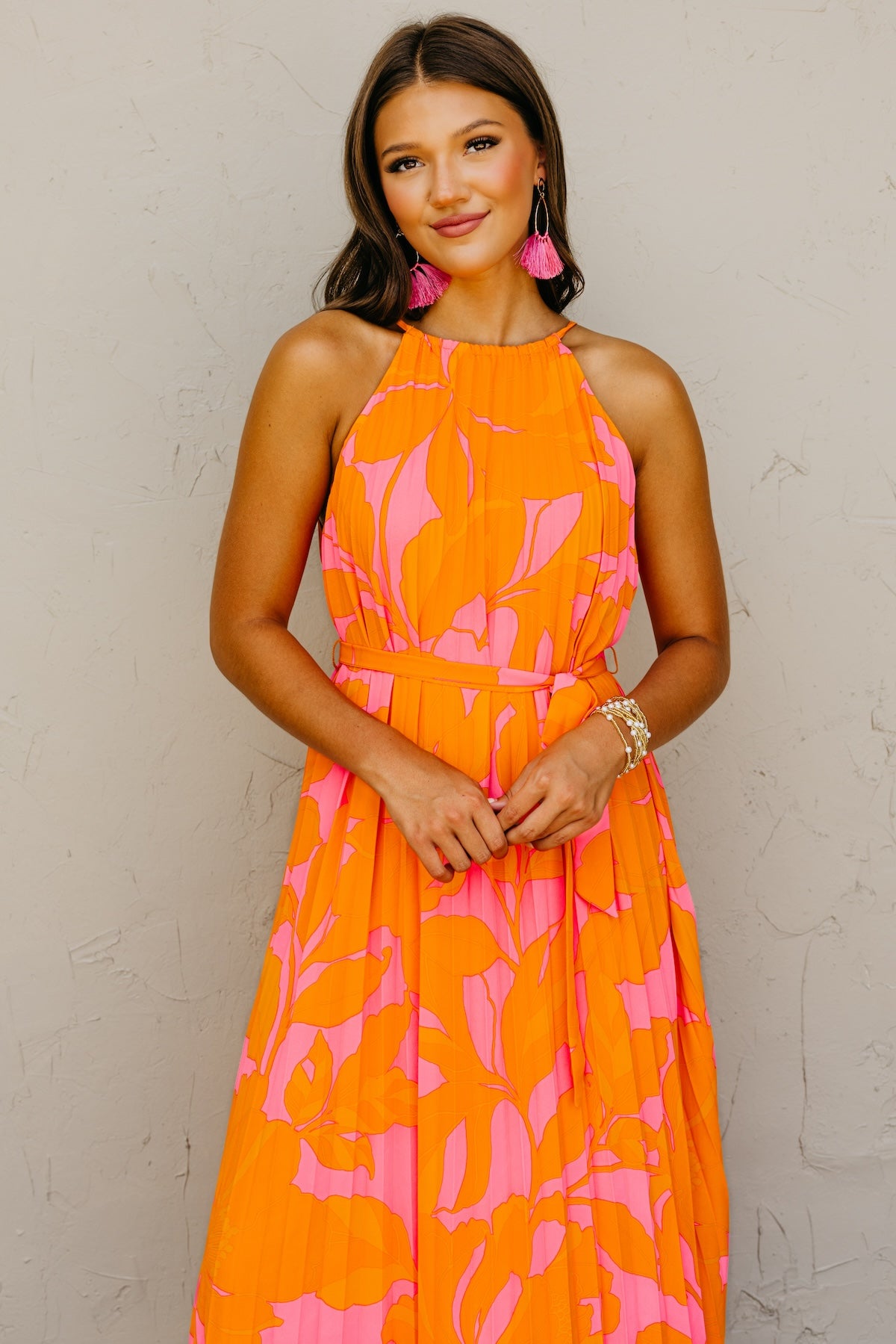 The Mexia Floral Pleated Midi Dress