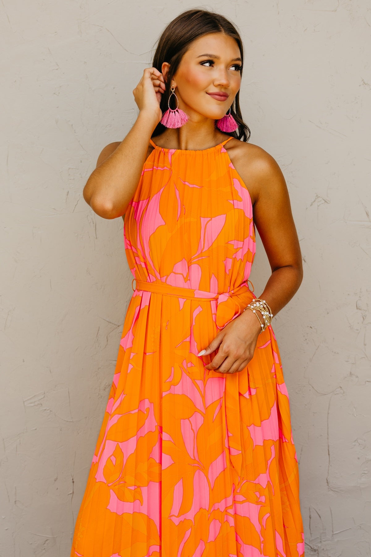 The Mexia Floral Pleated Midi Dress