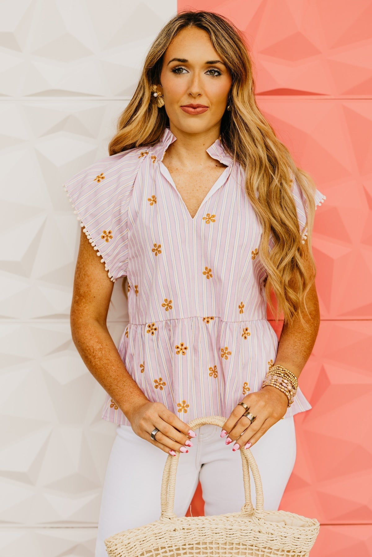 The Jimmy Striped Embroidered Top