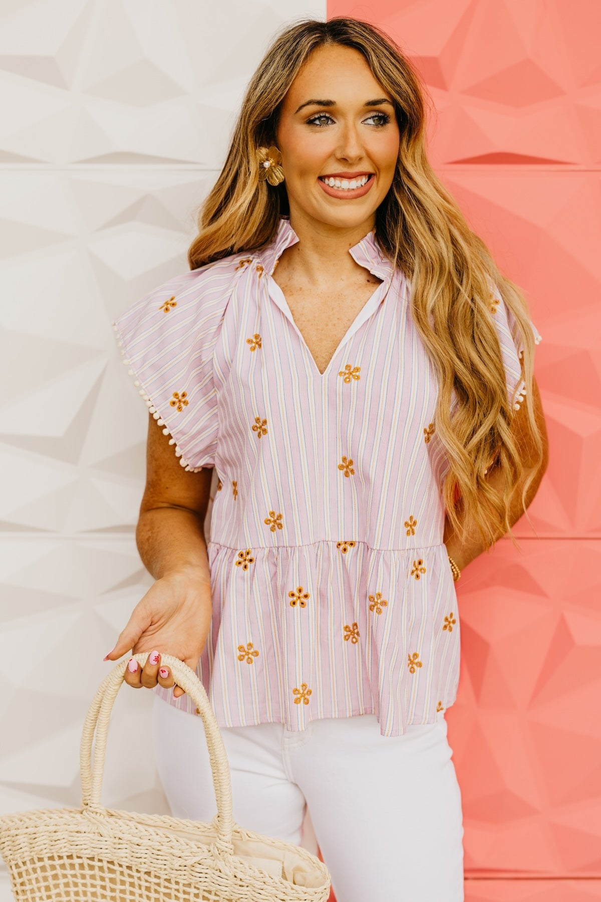 The Jimmy Striped Embroidered Top