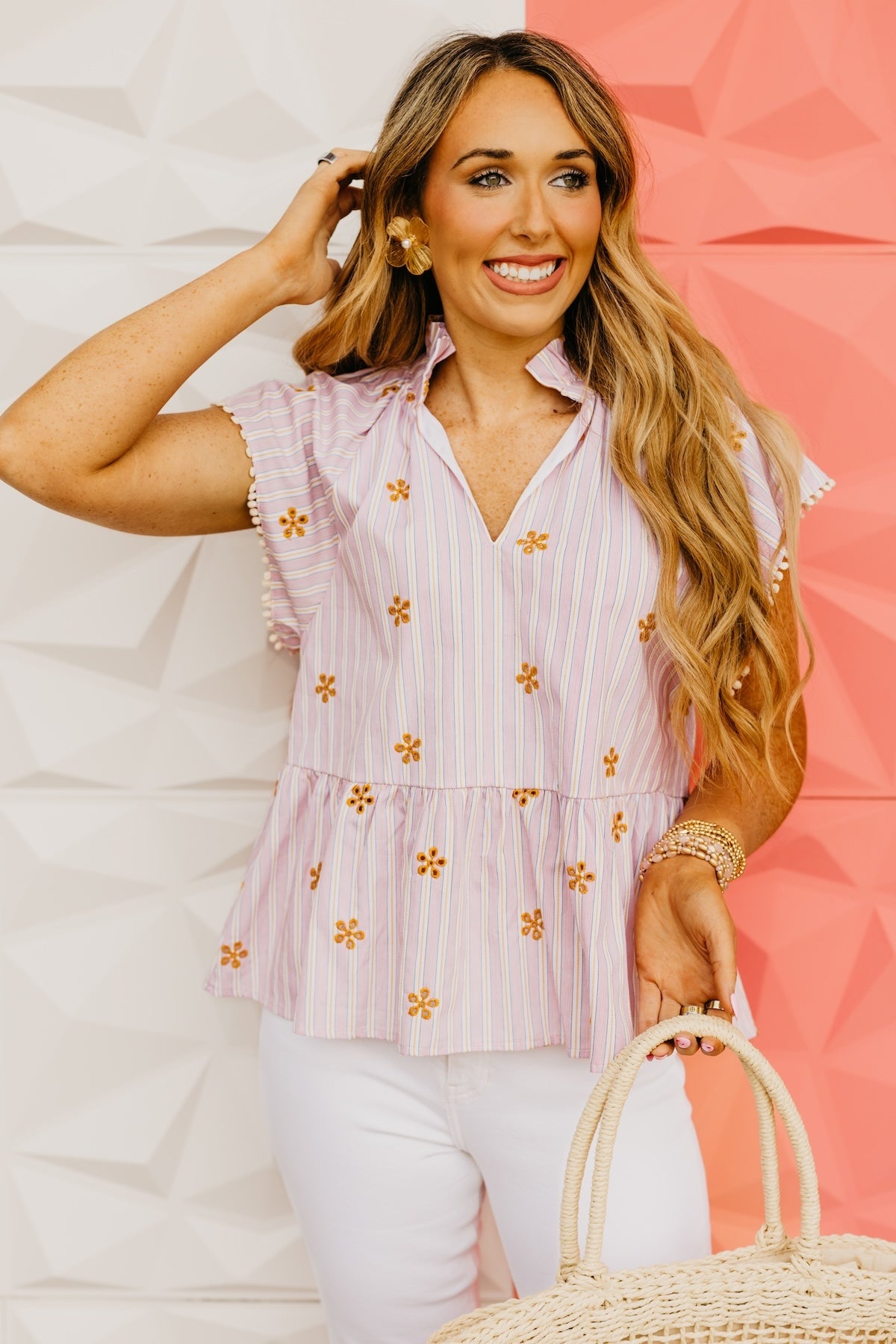 The Jimmy Striped Embroidered Top